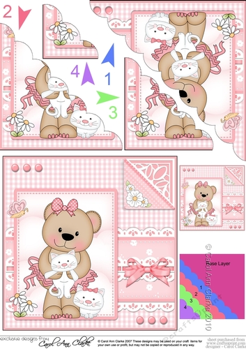 Cute Little Livvy Bear & Lace Scalloped Corner Stacker