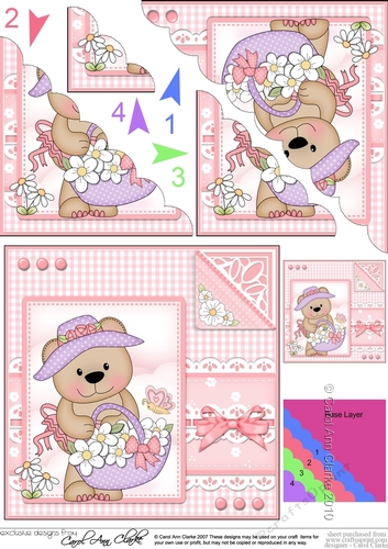 Cute Little Livvy Bear & Lace Scalloped Corner Stacker