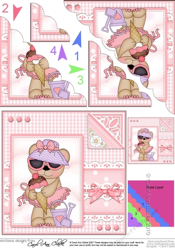 Cute Little Livvy Bear & Lace Scalloped Corner Stacker