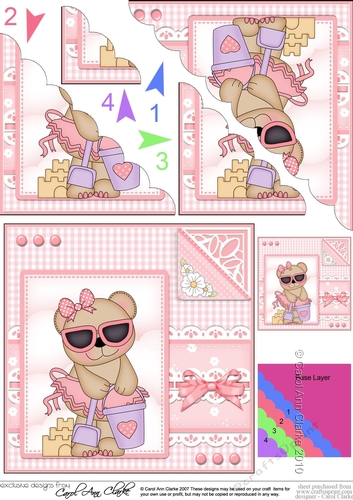 Cute Little Livvy Bear & Lace Scalloped Corner Stacker