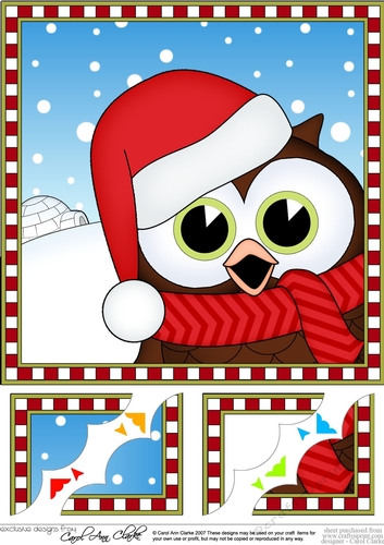 8 x 8 Scalloped Corner Topper - Cute Fun Little Hoot Owl