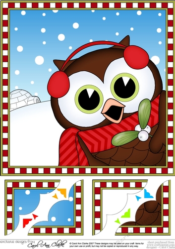 8 x 8 Scalloped Corner Topper - Cute Fun Little Hoot Owl