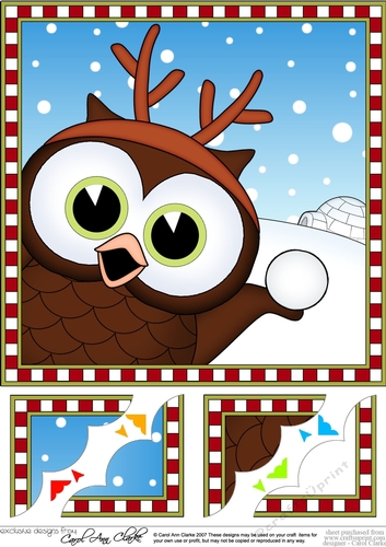 8 x 8 Scalloped Corner Topper - Cute Fun Little Hoot Owl