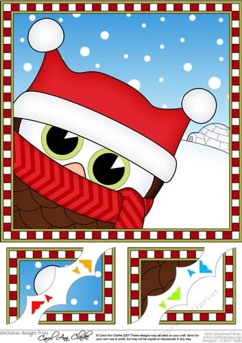 8 x 8 Scalloped Corner Topper - Cute Fun Little Hoot Owl