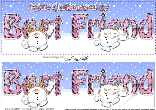 Large DL Merry Christmas BEST FRIEND 3D decoupage with Snowball Sam