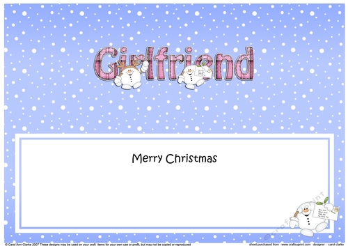 Large DL Merry Christmas GIRLFRIEND insert with Snowball Sam