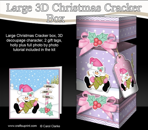 3D Large Christmas Cracker Box Mini Kit -  Snowball Sam has an Xmas Tree