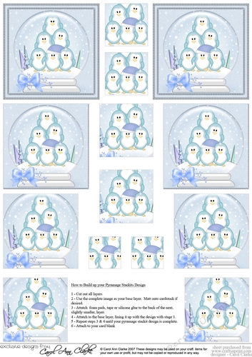 Christmas Penguins Snowglobe Pyramage sheet