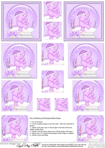 Christmas Cute Elephant Snowglobe Pyramage sheet