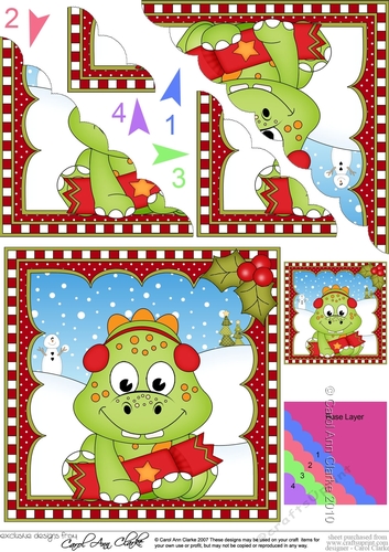 Christmas Dinosaur Scalloped Corner Stacker