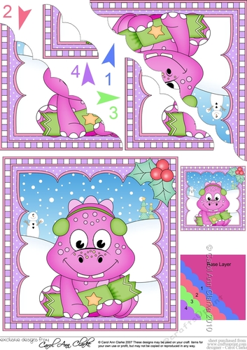 Christmas Dinosaur Scalloped Corner Stacker