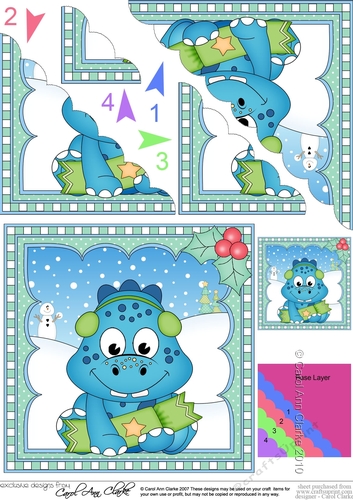 Christmas Dinosaur Scalloped Corner Stacker