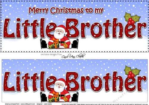 Large DL Merry Christmas to my LITTLE BROTHER with Santa 3D decoupage 