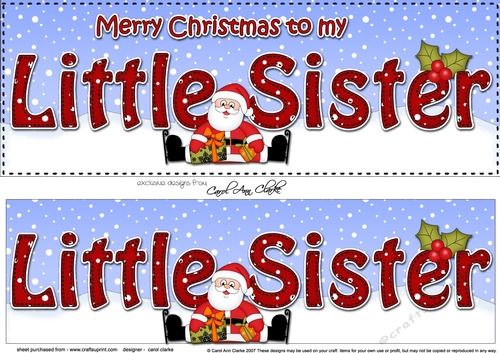 Large DL Merry Christmas to my LITTLE SISTER with Santa 3D decoupage 