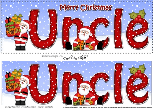 Large DL Merry Christmas UNCLE with Santa 3D decoupage 