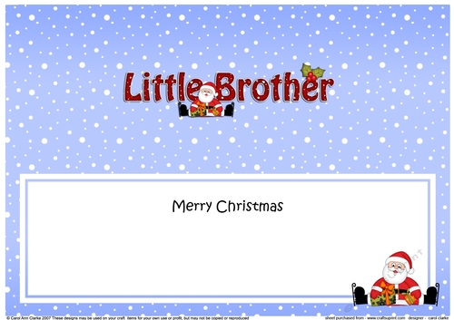 Large DL Merry Christmas to my LITTLE BROTHER with Santa insert