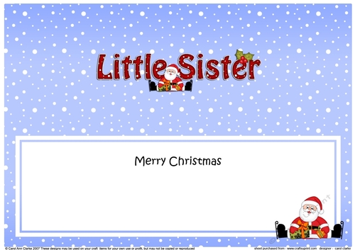 Large DL Merry Christmas to my LITTLE SISTER with Santa insert