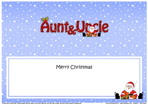Large DL Merry Christmas AUNT & UNCLE with Santa insert