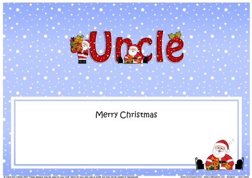 Large DL Merry Christmas UNCLE with Santa insert