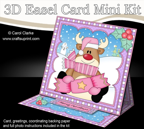 3D Easel Card Mini Kit - Christmas Rudolph has an Xmas Cracker