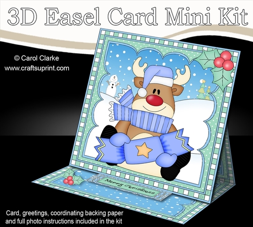 3D Easel Card Mini Kit - Christmas Rudolph has an Xmas Cracker