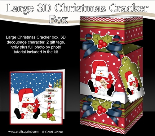 3D Large Christmas Cracker Box Mini Kit -  Snowman Oli wants it to Snow