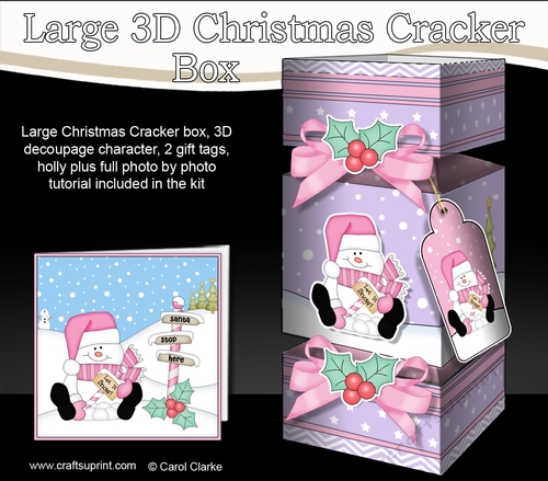 3D Large Christmas Cracker Box Mini Kit -  Snowman Oli wants it to Snow
