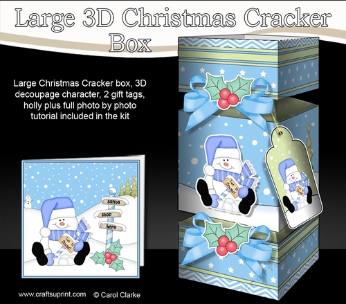 3D Large Christmas Cracker Box Mini Kit -  Snowman Oli wants it to Snow