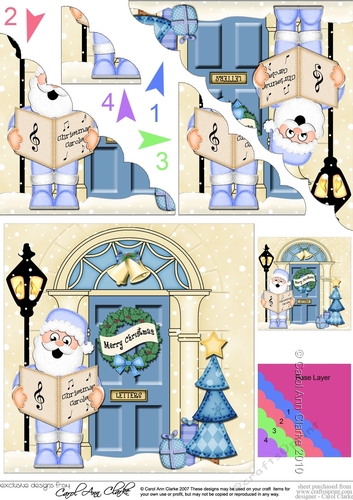 Santa is at the Christmas Door Scallop Corner Stacker Topper
