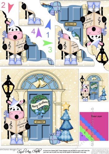 Milly Moo Cow is at the Christmas Door Scallop Corner Stacker Topper