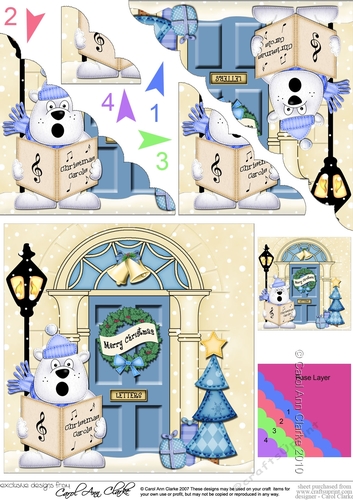 Ben Polar Bear is at the Christmas Door Scallop Corner Stacker Topper