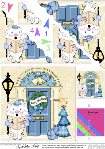 Little Cat is at the Christmas Door Scallop Corner Stacker Topper