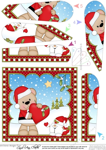 Christmas Fan Pyramage Topper - Livvy Bear is in Love