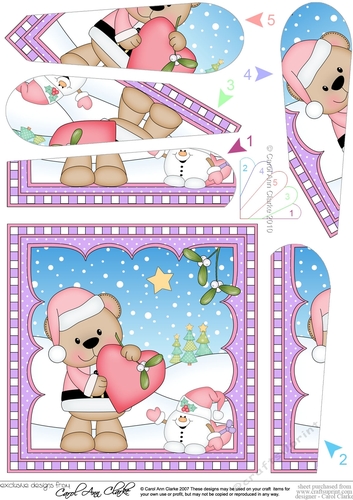 Christmas Fan Pyramage Topper - Livvy Bear is in Love
