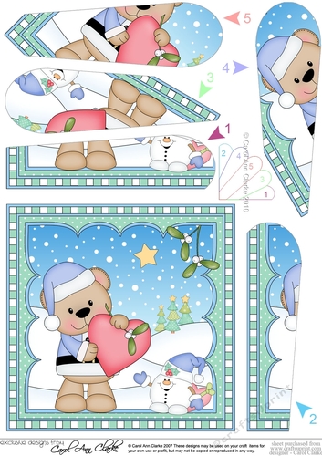 Christmas Fan Pyramage Topper - Livvy Bear is in Love