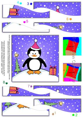 Cute Xmas Penguin Quick Card with Wavy Spiral Side Stacker