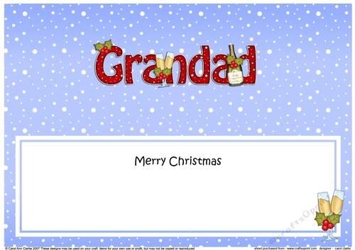 Large DL Merry Christmas GRANDAD with Champagne insert
