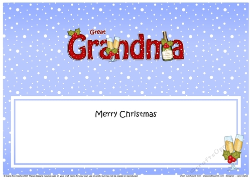 Large DL Merry Christmas GREAT GRANDMA with Champagne insert