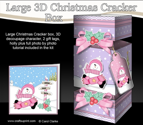 3D Large Christmas Cracker Box Mini Kit -  Snowman Rio has an Xmas Cracker