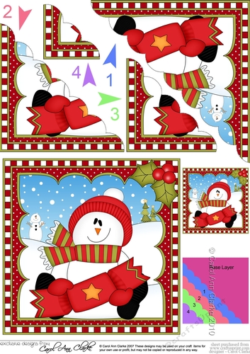 Christmas Snowman Rio has an Xmas Cracker -  Scalloped Corner Stacker