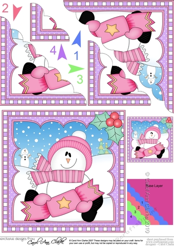 Christmas Snowman Rio has an Xmas Cracker -  Scalloped Corner Stacker
