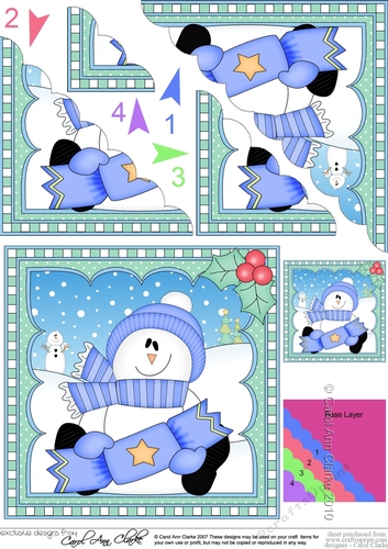 Christmas Snowman Rio has an Xmas Cracker -  Scalloped Corner Stacker
