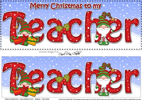 Large DL Merry Christmas to my TEACHER with Gnome 3D decoupage 