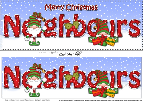 Large DL Merry Christmas NEIGHBOURS with Gnome 3D decoupage 