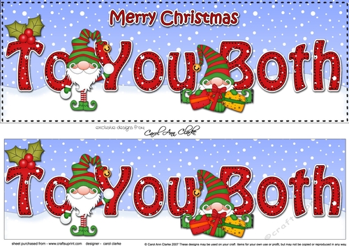 Large DL Merry Christmas TO YOU BOTH with Gnome 3D decoupage 