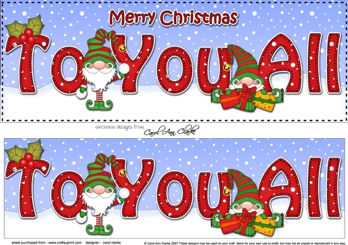 Large DL Merry Christmas TO YOU ALL with Gnome 3D decoupage 