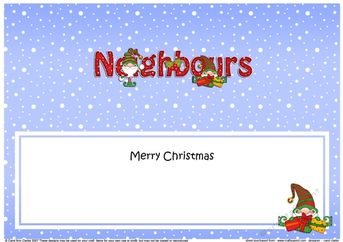 Large DL Merry Christmas NEIGHBOURS with Gnome insert