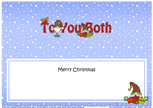 Large DL Merry Christmas TO YOU BOTH with Gnome insert