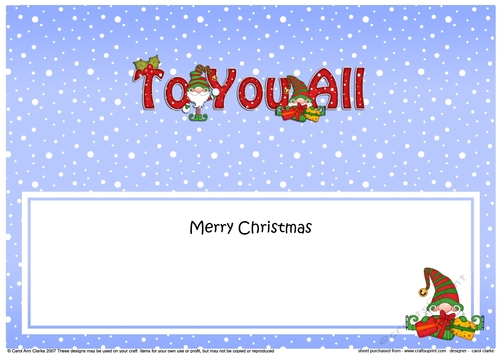 Large DL Merry Christmas TO YOU ALL with Gnome insert