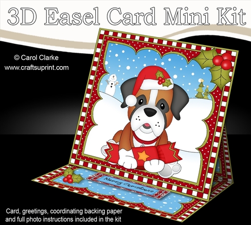 3D Easel Card Mini Kit - Cute Little Christmas Boxer Dog